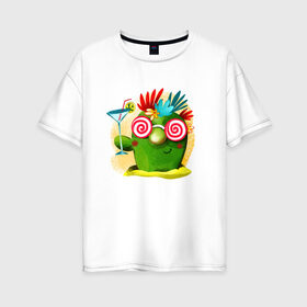 Женская футболка хлопок Oversize с принтом Кактус в Белгороде, 100% хлопок | свободный крой, круглый ворот, спущенный рукав, длина до линии бедер
 | иголки | лолипоп | праздник | растения | семья | сумашедшая | цветы