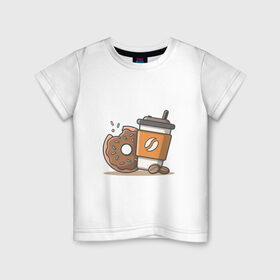 Детская футболка хлопок с принтом Сладкая жизнь в Белгороде, 100% хлопок | круглый вырез горловины, полуприлегающий силуэт, длина до линии бедер | coffee | вкусняшки | кофе | пончик | сладости