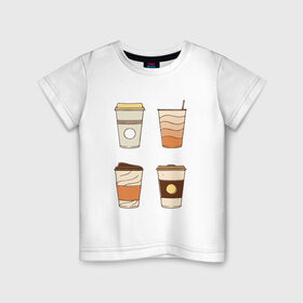 Детская футболка хлопок с принтом Кофеин its my life в Белгороде, 100% хлопок | круглый вырез горловины, полуприлегающий силуэт, длина до линии бедер | Тематика изображения на принте: американо | капучино | кофе | латте | напиток | эспрессо