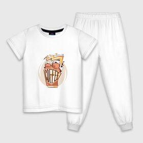 Детская пижама хлопок с принтом Кофе в Белгороде, 100% хлопок |  брюки и футболка прямого кроя, без карманов, на брюках мягкая резинка на поясе и по низу штанин
 | Тематика изображения на принте: coffee | взбодриться | кофе | энергичный | эспрессо
