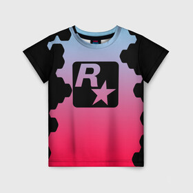 Детская футболка 3D с принтом ROCK STAR GAMES в Белгороде, 100% гипоаллергенный полиэфир | прямой крой, круглый вырез горловины, длина до линии бедер, чуть спущенное плечо, ткань немного тянется | game | gamer | rdr2 | red dead redemption 2 | rockstar studios | игры
