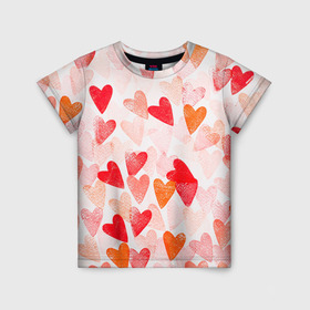Детская футболка 3D с принтом Ванильные сердечки в Белгороде, 100% гипоаллергенный полиэфир | прямой крой, круглый вырез горловины, длина до линии бедер, чуть спущенное плечо, ткань немного тянется | 14 февраля | 8 марта | love | девочки | день святого валентина | женская | любовь | подружке | сердечки
