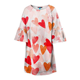 Детское платье 3D с принтом Ванильные сердечки в Белгороде, 100% полиэстер | прямой силуэт, чуть расширенный к низу. Круглая горловина, на рукавах — воланы | 14 февраля | 8 марта | love | девочки | день святого валентина | женская | любовь | подружке | сердечки