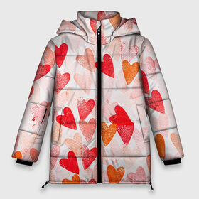Женская зимняя куртка 3D с принтом Ванильные сердечки в Белгороде, верх — 100% полиэстер; подкладка — 100% полиэстер; утеплитель — 100% полиэстер | длина ниже бедра, силуэт Оверсайз. Есть воротник-стойка, отстегивающийся капюшон и ветрозащитная планка. 

Боковые карманы с листочкой на кнопках и внутренний карман на молнии | 14 февраля | 8 марта | love | девочки | день святого валентина | женская | любовь | подружке | сердечки