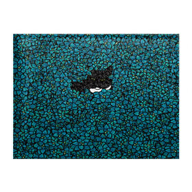 Обложка для студенческого билета с принтом Чёрная киса в Белгороде, натуральная кожа | Размер: 11*8 см; Печать на всей внешней стороне | Тематика изображения на принте: домашние животные | звери | киса | кисуля | кот | коты | кошка | кошки | синяя | цветочки | цветы | черный кот