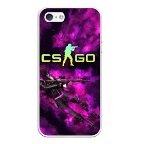 Чехол для iPhone 5/5S матовый с принтом CS GO Purple madness в Белгороде, Силикон | Область печати: задняя сторона чехла, без боковых панелей | counter strike | cs go | дым | контра | кс го | фиолетовый