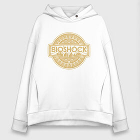 Женское худи Oversize хлопок с принтом Bioshock Golden Logo в Белгороде, френч-терри — 70% хлопок, 30% полиэстер. Мягкий теплый начес внутри —100% хлопок | боковые карманы, эластичные манжеты и нижняя кромка, капюшон на магнитной кнопке | Тематика изображения на принте: bioshock infinite | little sister | биошок | большой папочка | винтаж | ретро | сестра