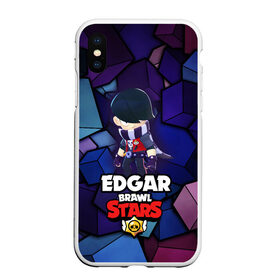 Чехол для iPhone XS Max матовый с принтом BRAWL STARS EDGAR в Белгороде, Силикон | Область печати: задняя сторона чехла, без боковых панелей | 8 bit | brawl stars | byron | colette | crow | edgar | gale | leon | max | mr.p | sally leon | shark | virus 8 bit | werewolf leon | акула | байрон | берли | бравл старс | ворон | коллет | макс | оборотень | эдгар