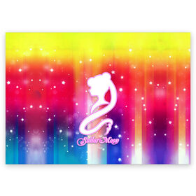 Поздравительная открытка с принтом Sailor Moon в Белгороде, 100% бумага | плотность бумаги 280 г/м2, матовая, на обратной стороне линовка и место для марки
 | ami | girl | mizuno | moon | sailor | tsukino | usagi | ами | банни | волшебница | девушка | малышка | махо сёдзё | мидзуно | минако | мун | рэй | сейлор | усаги | хино | цукино | чибиуса