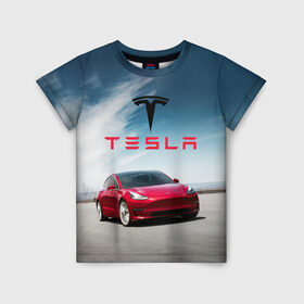 Детская футболка 3D с принтом Tesla Model 3 в Белгороде, 100% гипоаллергенный полиэфир | прямой крой, круглый вырез горловины, длина до линии бедер, чуть спущенное плечо, ткань немного тянется | 3 | america | auto | car | electric | elon | model | motors | musk | tesla | usa | vehicle | авто | америка | илон | маск | модель | сша | тесла | электромобиль