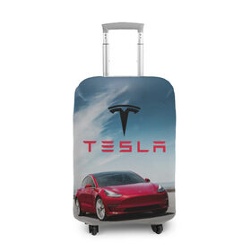 Чехол для чемодана 3D с принтом Tesla Model 3 в Белгороде, 86% полиэфир, 14% спандекс | двустороннее нанесение принта, прорези для ручек и колес | 3 | america | auto | car | electric | elon | model | motors | musk | tesla | usa | vehicle | авто | америка | илон | маск | модель | сша | тесла | электромобиль