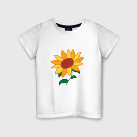 Детская футболка хлопок с принтом Подсолнух в Белгороде, 100% хлопок | круглый вырез горловины, полуприлегающий силуэт, длина до линии бедер | ai ooto | sun flower | sunflower | wonder egg priority | ай ото | подсолнух | приоритет чудо яйца