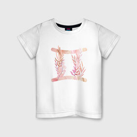 Детская футболка хлопок с принтом Близнецы в Белгороде, 100% хлопок | круглый вырез горловины, полуприлегающий силуэт, длина до линии бедер | астрология | знаки зодиака | зодиак | золото | созвездие | цикл
