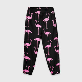 Детские брюки 3D с принтом Фламинго | Чёрная в Белгороде, 100% полиэстер | манжеты по низу, эластичный пояс регулируется шнурком, по бокам два кармана без застежек, внутренняя часть кармана из мелкой сетки | birds | drawing | fashion | feathers | flamingo | graphics | illustration | pink | stand | style | wings | youth | графика | иллюстрация | картинка | клюв | красивые | крылья | мода | молодежная | перья | птицы | рисунок | розовый | стиль | стоят