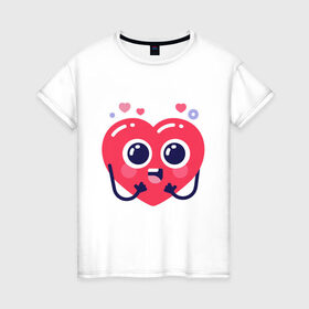 Женская футболка хлопок с принтом Сердце в Белгороде, 100% хлопок | прямой крой, круглый вырез горловины, длина до линии бедер, слегка спущенное плечо | heart | holidays | valentines day | день святого валентина | праздники | сердце