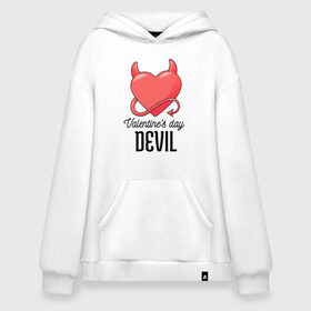 Худи SuperOversize хлопок с принтом Valentines Day Devil в Белгороде, 70% хлопок, 30% полиэстер, мягкий начес внутри | карман-кенгуру, эластичная резинка на манжетах и по нижней кромке, двухслойный капюшон
 | art | devil | heart | holiday | valentines day | арт | день влюбленных | день святого валентина | дьявол | праздник | сердце