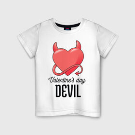 Детская футболка хлопок с принтом Valentines Day Devil в Белгороде, 100% хлопок | круглый вырез горловины, полуприлегающий силуэт, длина до линии бедер | art | devil | heart | holiday | valentines day | арт | день влюбленных | день святого валентина | дьявол | праздник | сердце