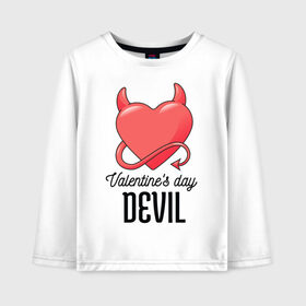 Детский лонгслив хлопок с принтом Valentines Day Devil в Белгороде, 100% хлопок | круглый вырез горловины, полуприлегающий силуэт, длина до линии бедер | art | devil | heart | holiday | valentines day | арт | день влюбленных | день святого валентина | дьявол | праздник | сердце