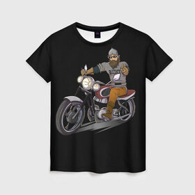 Женская футболка 3D с принтом Богатырь в Белгороде, 100% полиэфир ( синтетическое хлопкоподобное полотно) | прямой крой, круглый вырез горловины, длина до линии бедер | авто | байкеры | богатырь | былины | дороги | металл | мотоцикл | панки | рок | сказки
