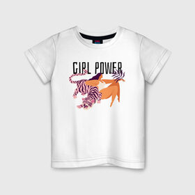Детская футболка хлопок с принтом girl power в Белгороде, 100% хлопок | круглый вырез горловины, полуприлегающий силуэт, длина до линии бедер | 8 марта | весна | девушке | женский | мама | подарок | тренд | феминизм