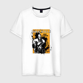 Мужская футболка хлопок с принтом Dark Souls в Белгороде, 100% хлопок | прямой крой, круглый вырез горловины, длина до линии бедер, слегка спущенное плечо. | dark souls | брызги | войн | дакр соулс | игра | рыцарь | тёмные души