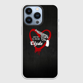 Чехол для iPhone 13 Pro с принтом Clyde в Белгороде,  |  | barrow | bonnie | clyde | love you till the end | parker | бони | бони и клайд | бонни | для влюбленных | клайд | кровь | любовь | парные | пистолет | револьвер | сердце