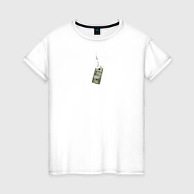 Женская футболка хлопок с принтом Надпись Искусство поху#зма в Белгороде, 100% хлопок | прямой крой, круглый вырез горловины, длина до линии бедер, слегка спущенное плечо | Тематика изображения на принте: 16+ | деньги | доллар | крюк | мат
