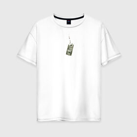 Женская футболка хлопок Oversize с принтом Надпись Искусство поху#зма в Белгороде, 100% хлопок | свободный крой, круглый ворот, спущенный рукав, длина до линии бедер
 | Тематика изображения на принте: 16+ | деньги | доллар | крюк | мат