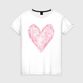 Женская футболка хлопок с принтом Сердце (День святого Валентина в Белгороде, 100% хлопок | прямой крой, круглый вырез горловины, длина до линии бедер, слегка спущенное плечо | day | heart | love | romantic | valentine | valentines | амур | валентина | влюбленные | влюбленных | всех | день | купидон | любовь | романтика | романтичность | святого | сердечки | сердечко | сердце