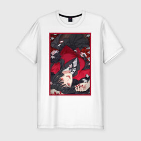 Мужская футболка хлопок Slim с принтом Юмэко Джабами (Yumeko Jabami) в Белгороде, 92% хлопок, 8% лайкра | приталенный силуэт, круглый вырез ворота, длина до линии бедра, короткий рукав | kakegurui | безумный азарт | карты | красивая аниме девушка | фишки | юмэко