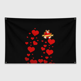 Флаг-баннер с принтом Плюшевый мишка в Белгороде, 100% полиэстер | размер 67 х 109 см, плотность ткани — 95 г/м2; по краям флага есть четыре люверса для крепления | love | день влюбленных | любовь | мишка | сердечки