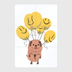 Магнитный плакат 2Х3 с принтом Понурый пес в Белгороде, Полимерный материал с магнитным слоем | 6 деталей размером 9*9 см | веселый | желтый | мем | мопс | пес | прикольный | собака