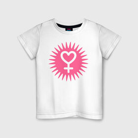 Детская футболка хлопок с принтом женский символ в Белгороде, 100% хлопок | круглый вырез горловины, полуприлегающий силуэт, длина до линии бедер | 8 марта | girl power | весна | девушке | женская сила | женский | мама | подарок | тренд | феминизм | цветы