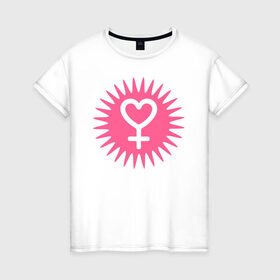 Женская футболка хлопок с принтом женский символ в Белгороде, 100% хлопок | прямой крой, круглый вырез горловины, длина до линии бедер, слегка спущенное плечо | 8 марта | girl power | весна | девушке | женская сила | женский | мама | подарок | тренд | феминизм | цветы