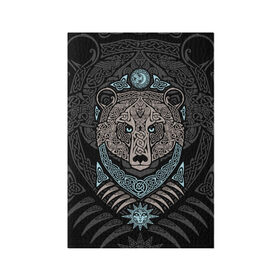 Обложка для паспорта матовая кожа с принтом Медведь в Белгороде, натуральная матовая кожа | размер 19,3 х 13,7 см; прозрачные пластиковые крепления | bear | braid | celtic | ornament | pattern | sacred signs | scandinavian | slavic | кельтский | медведь | орнамент | плетенка | сакральные знаки | скандинавский | славянский | узор