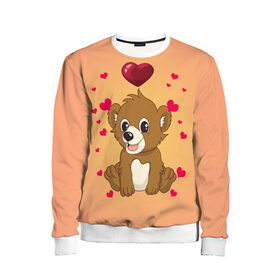 Детский свитшот 3D с принтом Медвежонок в Белгороде, 100% полиэстер | свободная посадка, прямой крой, мягкая тканевая резинка на рукавах и понизу свитшота | bear | day | heart | love | romantic | valentine | valentines | амур | валентина | влюбленные | влюбленных | всех | день | купидон | любовь | медведь | медвежонок | романтика | романтичность | святого | сердечки | сердечко