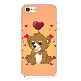 Чехол для iPhone 5/5S матовый с принтом Медвежонок в Белгороде, Силикон | Область печати: задняя сторона чехла, без боковых панелей | bear | day | heart | love | romantic | valentine | valentines | амур | валентина | влюбленные | влюбленных | всех | день | купидон | любовь | медведь | медвежонок | романтика | романтичность | святого | сердечки | сердечко