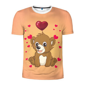 Мужская футболка 3D спортивная с принтом Медвежонок в Белгороде, 100% полиэстер с улучшенными характеристиками | приталенный силуэт, круглая горловина, широкие плечи, сужается к линии бедра | bear | day | heart | love | romantic | valentine | valentines | амур | валентина | влюбленные | влюбленных | всех | день | купидон | любовь | медведь | медвежонок | романтика | романтичность | святого | сердечки | сердечко