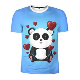Мужская футболка 3D спортивная с принтом Панда в Белгороде, 100% полиэстер с улучшенными характеристиками | приталенный силуэт, круглая горловина, широкие плечи, сужается к линии бедра | Тематика изображения на принте: day | heart | love | panda | romantic | valentine | valentines | амур | валентина | влюбленные | влюбленных | всех | день | купидон | любовь | романтика | романтичность | святого | сердечки | сердечко | сердце