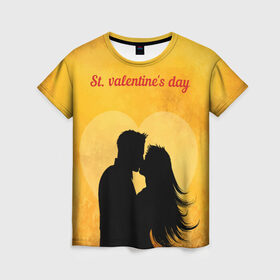 Женская футболка 3D с принтом St. valentines day в Белгороде, 100% полиэфир ( синтетическое хлопкоподобное полотно) | прямой крой, круглый вырез горловины, длина до линии бедер | 14 февраля | love | the 14th of february | valentine | день влюбленных | любовь | пара | святой валентин