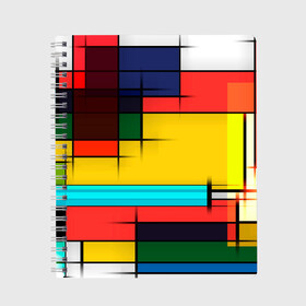 Тетрадь с принтом абстрактные фигуры цвета в Белгороде, 100% бумага | 48 листов, плотность листов — 60 г/м2, плотность картонной обложки — 250 г/м2. Листы скреплены сбоку удобной пружинной спиралью. Уголки страниц и обложки скругленные. Цвет линий — светло-серый
 | Тематика изображения на принте: абстракция | геометрия | краски | кубизм | линии | под все | прямоугольники | современное искусство | текстуры | тренды | фигуры | цвета | яркий