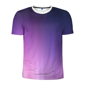 Мужская футболка 3D спортивная с принтом северное сияние фиолетовый в Белгороде, 100% полиэстер с улучшенными характеристиками | приталенный силуэт, круглая горловина, широкие плечи, сужается к линии бедра | Тематика изображения на принте: градиент | звезды | космос | небо | ночь | природа | пурпурный | север | северное сияние | сиреневый | фиолетовый