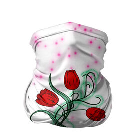 Бандана-труба 3D с принтом Весенний вальс в Белгороде, 100% полиэстер, ткань с особыми свойствами — Activecool | плотность 150‒180 г/м2; хорошо тянется, но сохраняет форму | 8 марта | love | tulips | алые | бабушка | букет | бутоны | весна | девушке | дочь | жена | женщинам | красные цветы | лепестки | лето | листья | лучшая | любимая | любовь | мама | подарок | природа