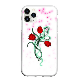 Чехол для iPhone 11 Pro матовый с принтом Весенний вальс в Белгороде, Силикон |  | 8 марта | love | tulips | алые | бабушка | букет | бутоны | весна | девушке | дочь | жена | женщинам | красные цветы | лепестки | лето | листья | лучшая | любимая | любовь | мама | подарок | природа