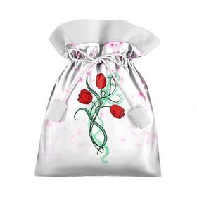 Подарочный 3D мешок с принтом Весенний вальс в Белгороде, 100% полиэстер | Размер: 29*39 см | 8 марта | love | tulips | алые | бабушка | букет | бутоны | весна | девушке | дочь | жена | женщинам | красные цветы | лепестки | лето | листья | лучшая | любимая | любовь | мама | подарок | природа