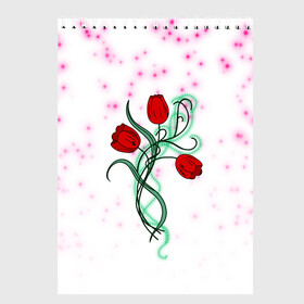 Скетчбук с принтом Весенний вальс в Белгороде, 100% бумага
 | 48 листов, плотность листов — 100 г/м2, плотность картонной обложки — 250 г/м2. Листы скреплены сверху удобной пружинной спиралью | 8 марта | love | tulips | алые | бабушка | букет | бутоны | весна | девушке | дочь | жена | женщинам | красные цветы | лепестки | лето | листья | лучшая | любимая | любовь | мама | подарок | природа