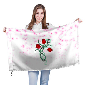 Флаг 3D с принтом Весенний вальс в Белгороде, 100% полиэстер | плотность ткани — 95 г/м2, размер — 67 х 109 см. Принт наносится с одной стороны | 8 марта | love | tulips | алые | бабушка | букет | бутоны | весна | девушке | дочь | жена | женщинам | красные цветы | лепестки | лето | листья | лучшая | любимая | любовь | мама | подарок | природа