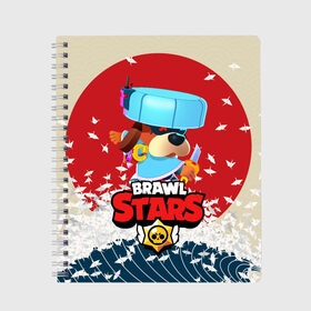 Тетрадь с принтом Brawl Stars - Ronin Ruffs в Белгороде, 100% бумага | 48 листов, плотность листов — 60 г/м2, плотность картонной обложки — 250 г/м2. Листы скреплены сбоку удобной пружинной спиралью. Уголки страниц и обложки скругленные. Цвет линий — светло-серый
 | brawl | brawl ruffs | brawl stars | brawl stars ronin ruffs | brawler | colonel ruffs | leon | new brawler | ronin ruffs | ruffs | ruffus | starrforce | бравл | бравл собака | бравл старс | бравлер | гавс | генерал гавс | леон | ронин 