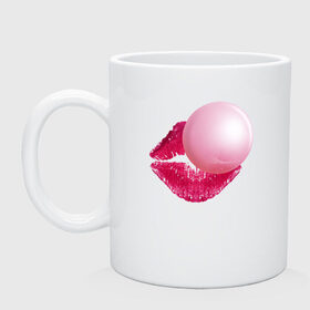 Кружка с принтом BubbleGum Lips в Белгороде, керамика | объем — 330 мл, диаметр — 80 мм. Принт наносится на бока кружки, можно сделать два разных изображения | Тематика изображения на принте: bubble | bubblegum | day | gum | heart | kiss | lips | love | romantic | valentine | valentines | амур | валентина | влюбленные | влюбленных | всех | губы | день | жвачка | любовь | поцелуй | романтика | романтичность | святого | сердечк
