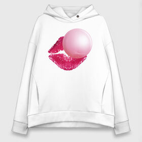 Женское худи Oversize хлопок с принтом BubbleGum Lips в Белгороде, френч-терри — 70% хлопок, 30% полиэстер. Мягкий теплый начес внутри —100% хлопок | боковые карманы, эластичные манжеты и нижняя кромка, капюшон на магнитной кнопке | Тематика изображения на принте: bubble | bubblegum | day | gum | heart | kiss | lips | love | romantic | valentine | valentines | амур | валентина | влюбленные | влюбленных | всех | губы | день | жвачка | любовь | поцелуй | романтика | романтичность | святого | сердечк